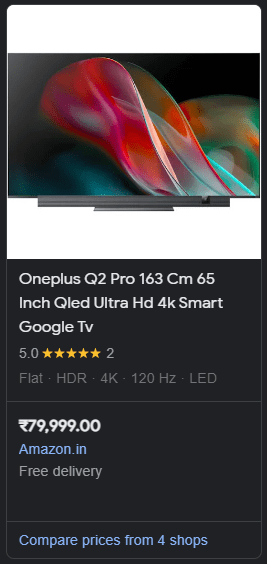 An example of a optimized title in a shopping ad