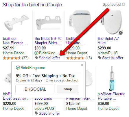 Google shopping promotions example